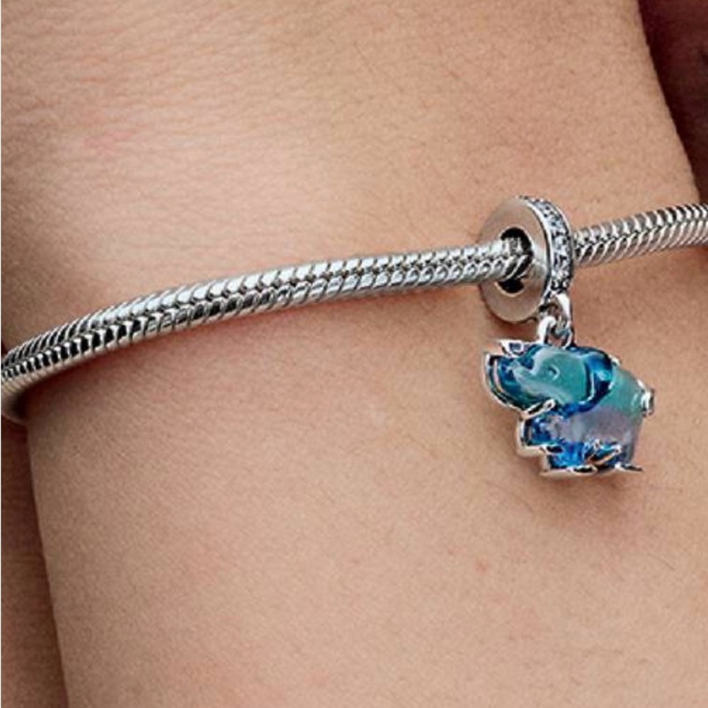 Pandora Blue Murano Elephant Charm 925 Sterling Silver Giftable Keepsake - Picture 2 of 6